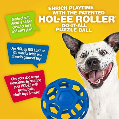 JW Pet HOL-ee Roller, Natural Rubber, Small 3in, Colors May Vary | Puzzle Ball Design Dog Toy for Interactive Play and Chasing Fun