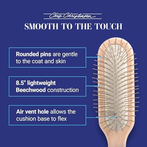 Chris Christensen 27 mm Oblong Pin Dog Brush, Stainless Steel, Brown