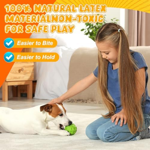 Gemscream 10 Pack 2.4" Squeaky Latex Dog Toys for Small Medium Puppy | Soft Rubber Bouncy Chew Ball, Interactive Dog Toys with Football Soccer Volleyball Basketball Tennis Baseball, Outdoor