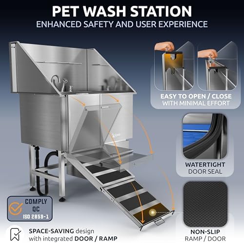 KANIS Professional Dog Washing Station 304 Stainless Steel Pet Wash Sink