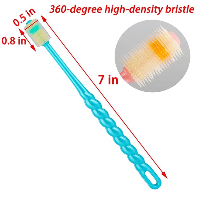 DQITJ 4 Pcs 360-Degree Small Dog and Cat Soft Toothbrush Soft Silicone Deep Pet Teeth Cleaning Kit (Colors May Vary)