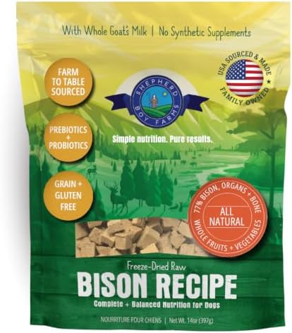 Shepherd Boy Farms Freeze Dried Bison Dog Food, Complete Meal or Mixer 14oz