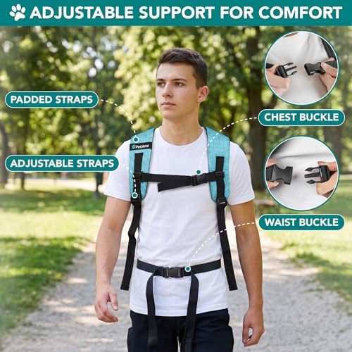 PetAmi Expandable Dog Backpack Carrier, Top Window & Multi-Entry, Up to 18 lbs, Teal Blue