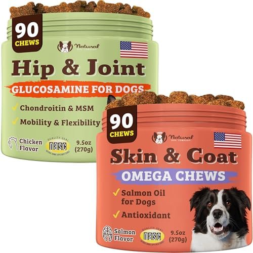 Natural Dog Company Wellness Bundle for Dogs, Skin & Coat Supplements for Dogs, Hip & Joint and Glucosamine for Dogs