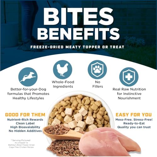 Barkley's Bag Chicken Bites, Freeze Dried Dog Treats & Topper, 4 Oz, 6 Pack