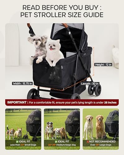 Dog Stroller for Large & Medium Dogs - 20-132lbs, for 2 Small Dogs