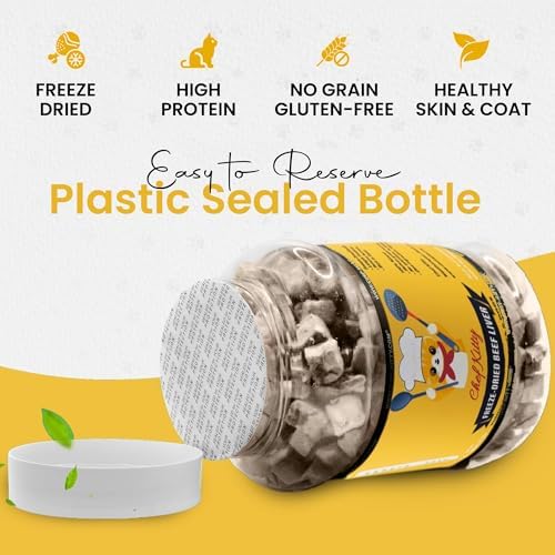 Freeze Dried Beef Liver Dog Treats | Healthy Kitten Treats, Single Ingredient, Raw | High Protein Cat & Dog Food Toppers, Grain-Free | Inspected & Tested in USA | 3.9 oz