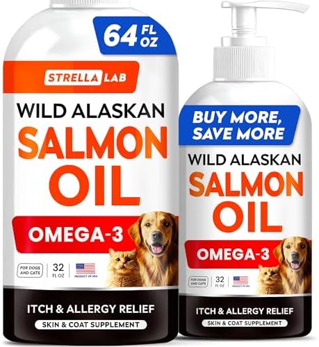 Wild Alaskan Salmon Oil for Dogs & Cats w/Omega 3 - EPA+DHA Fatty Acids