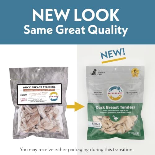 Fresh Is Best Whole Duck Breast Tenders – Made from Unsliced Whole Duck Breast Tenderloins – Raw Freeze Dried Cat Treats in Resealable Zipper Bag – High-Protein for Dogs & Cats – Made in the USA