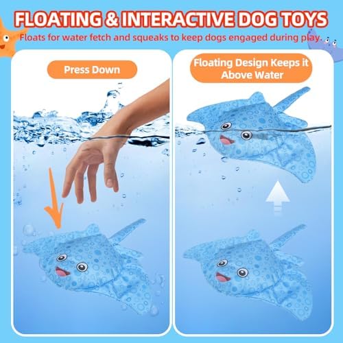 PUPTECK Floating Pool Toys for Dogs, 2-Pack, Starfish & Manta Ray