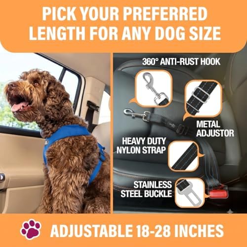Active Pets Car Seat Belt for Dogs - Blue, 18-24in
