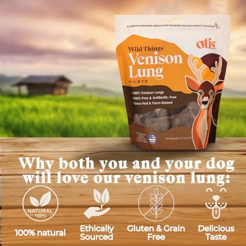 O.T.I.S. Wild Things Venison Lung Filets – 4 oz – Single-Ingredient Dog Treats – Grass-Fed, Farm-Raised Venison – No Hormones, GMOs, or Artificial Additives