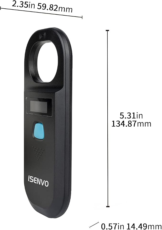 Pet Microchip Scanner, 15 Digit Pet Chip Scanner, Rechargeable(190A) | Support EMID FDX-B (ISO11784/11785) 134.2kHz/125kHz, Portable, Fast Scan, RFID Microchip Scanner for Animal/Pet/Pig/Dog/Cat