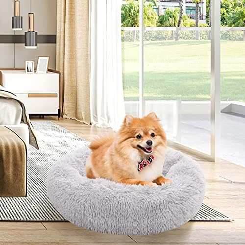 NOYAL Calming Dog Bed Donut Anti Anxiety Fluffy Dog Bed for Small Medium Dog and Cat