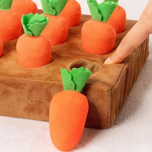 Snuffle Mat for Puppies, Carrot Garden Dog Toy with 9 Carrots, Interactive Puppy Enrichment Toys, for Training Feeding Play
