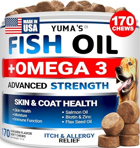 Omega 3 Fish Oil for Dogs - 170 Chews - Skin and Coat Omega 3 for Dogs