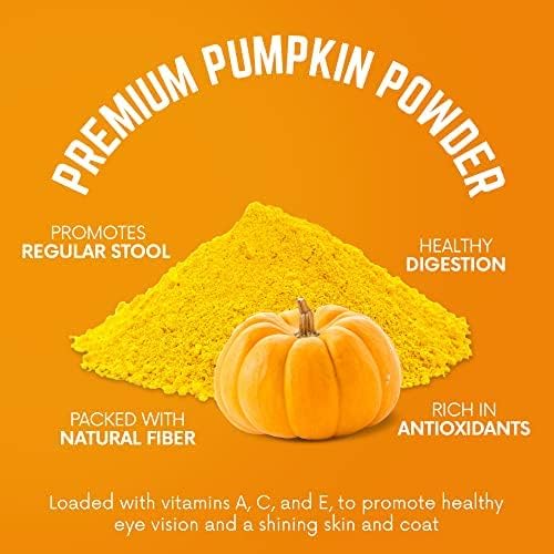 Pumpkin Powder for Dogs - Powder Pumpkin Dog Food Toppers - Rich in Fiber Supplement Helps with Gut & Digestion, Nutrient Absorption, Diarrhea, Constipation & Upset Stomach- 8.1oz- Made in USA