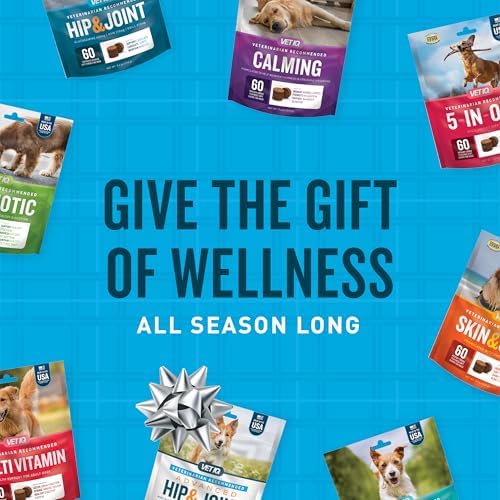 VetIQ Skin and Coat Supplement for Dogs, Helps Maintain Healthy Skin and Shiny Coat, Hickory Smoke Flavor Dog Chew, Made in The USA, 60 Count (Pack of 2)
