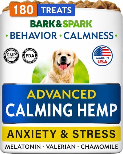 BARK&SPARK Advanced Calming Hemp Treats for Dogs, Melatonin, 180 Chews