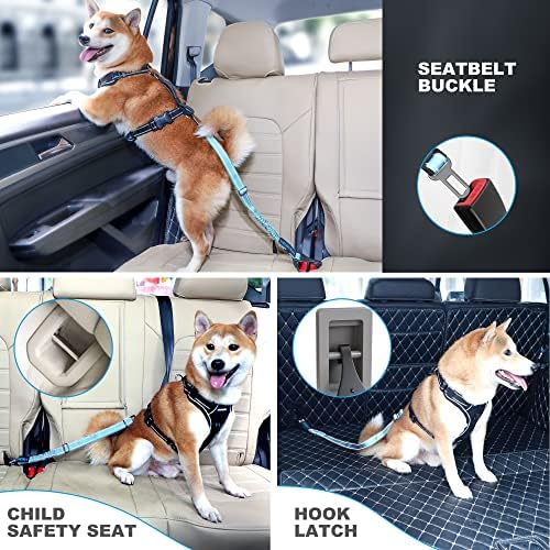 Dog Seat Belt 3-in-1 Car Harness - Light Blue