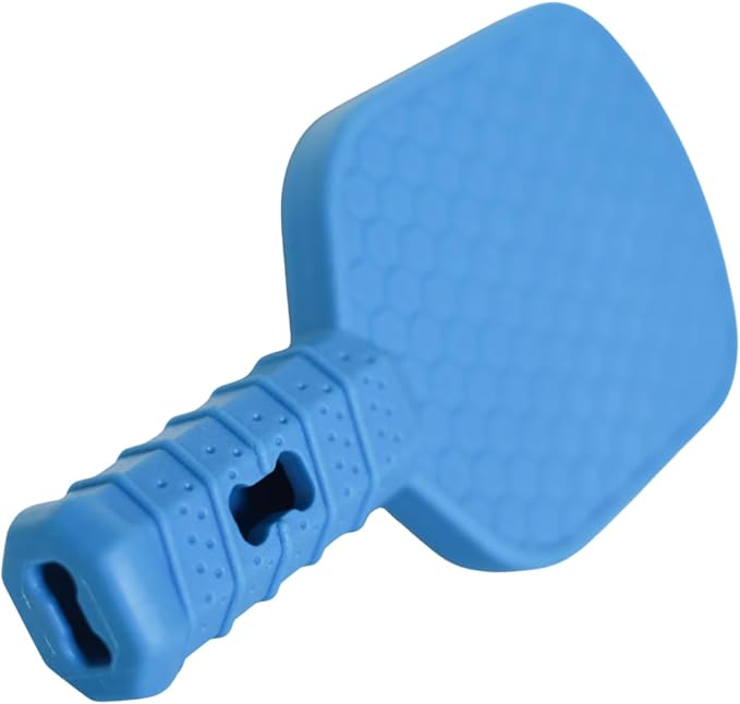 Slow Treater Pickleball Paddle Treat Dispensing Dog Toy | Pickleball-paddle dog toy dispenses treats to encourage interactive play, enrichment, slower rewards, and active snack time.