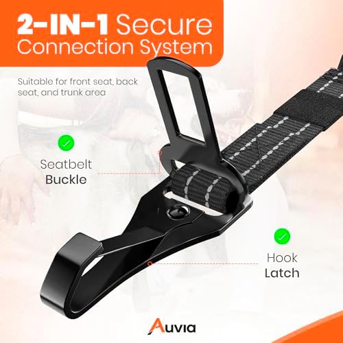 Dog Seat Belt for Car, Bungee Tether, Headrest Loop & Travel Bowl