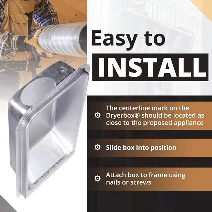 New Construction Dryer Box | Indoor Dryer Vent | Recessed Dryer Vent Box With Gas Port | Dryer Vent | Best Dryer Wall Vent Box Model 350 | Upward Dryer Vent | 2x4 wall