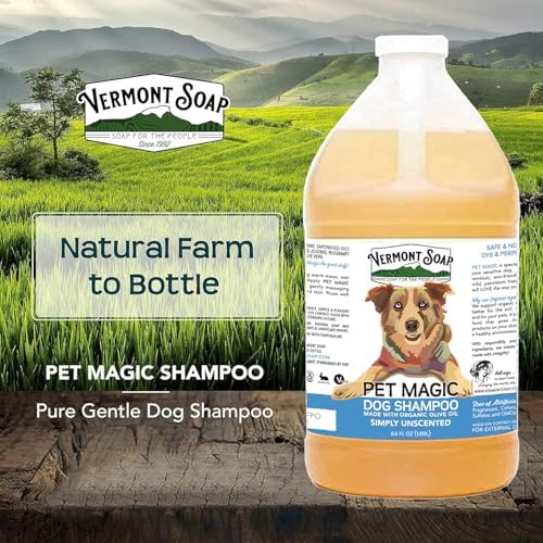 VERMONT SOAP Organic Pet Shampoo, Unscented Natural Dog Shampoo, 64 oz