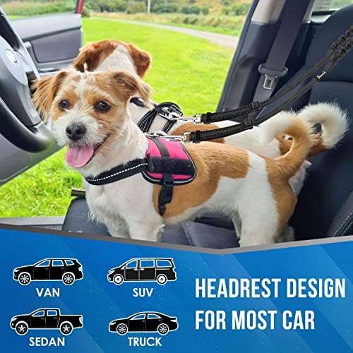 Lukovee Double Dog Car Seat Belt, No Tangle Headrest Restraint