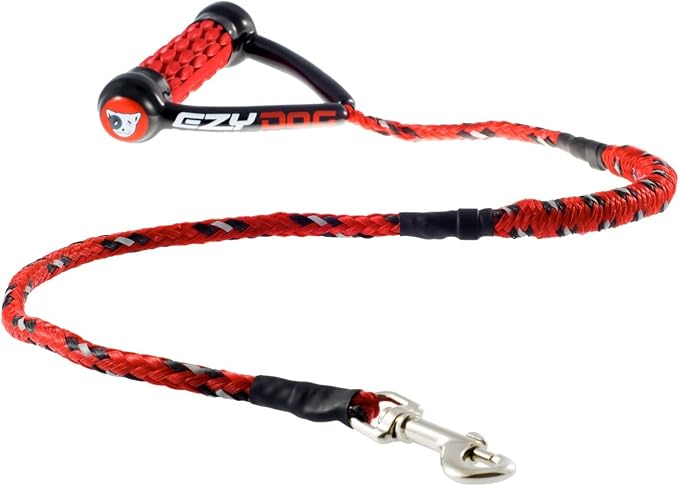 EzyDog Cujo, Short Shock Absorbing Bungee Dog Leash - 40", Red | 6 Inches of Stretch, Short Leash Gives More Control Over Heavy Pullers, Pyramid Pull System, Comfortable Handle