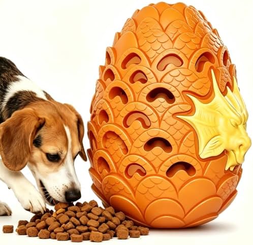 Dragon Egg Dog Chew Toys for Power Chewers - Toughest Indestructible | Treat Dispenser for Medium Large Aggressive Heavy Chewers, Interactive Puzzle, Easy Clean