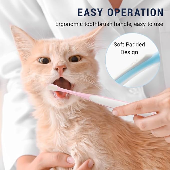 Pet Toothbrush Set for Small Dogs and Cats, 4 Pack Micro Head with Soft Bristles