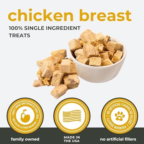 Momentum Carnivore Nutrition Freeze-Dried Chicken Breast Dog Treats & Cat Treats – Single-Ingredient, High-Protein, Grain-Free, Lean & Easily Digestible – Made in USA – 3 oz Bag (Pack of 3)