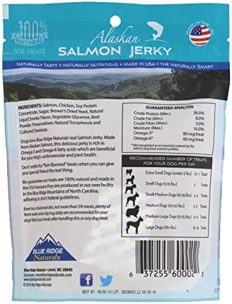 Blue Ridge Naturals 2 Pack of Alaskan Salmon Jerky Wheat-Free Dog Treats, 1 Pound each, Made in the USA