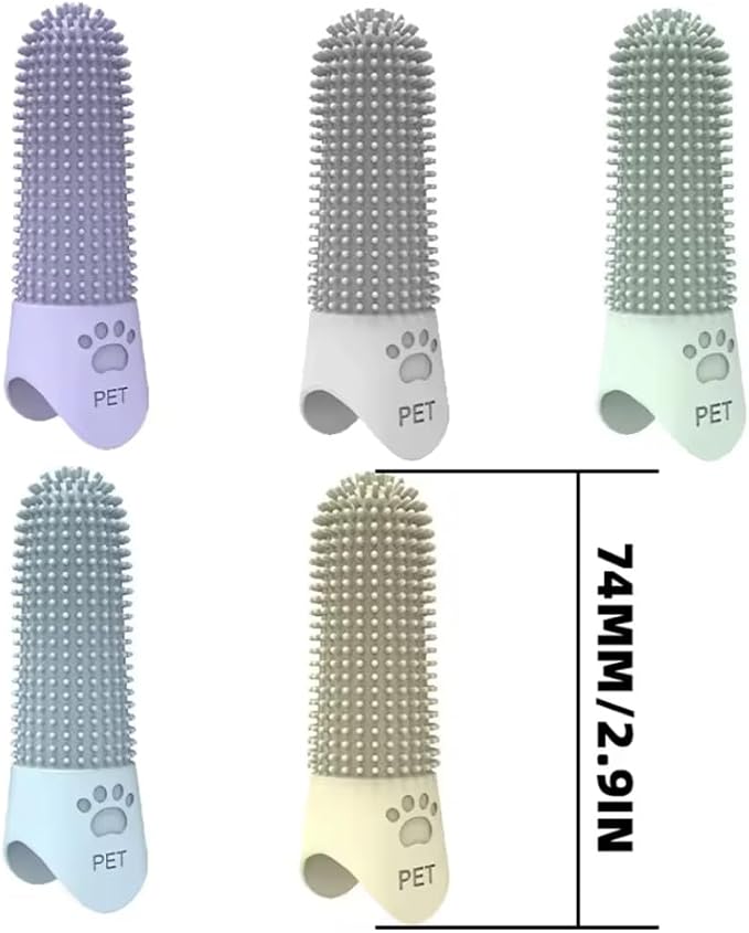 Dog Toothbrush Finger Silicone | Pet Dental Cleaning Brush for Dogs & Cats | Soft Bristles Oral Care | Finger Toothbrush for Pets (Blue)