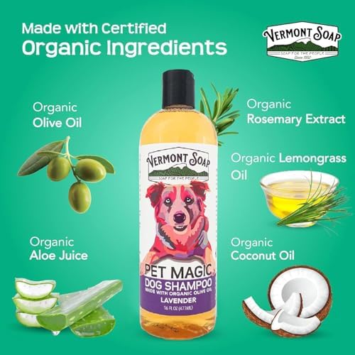 VERMONT SOAP Organic Pet Shampoo, Lavender Natural Dog Shampoo, 16 oz