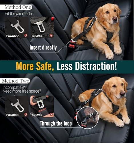 Pawaboo Dog Car Harness, Adjustable Dog Safety Vest Harness with Seat Belt