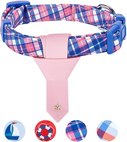 Blueberry Pet 4 Patterns Multiple Hues Scottish Plaid Style Adjustable Tie Dog Collar, Small, Neck 12"-16"