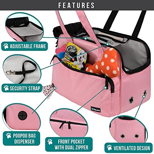 PetAmi Small Dog Purse Carrier, Airline Approved, Soft-Sided Tote, Pink