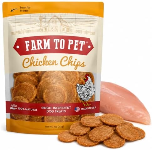 Farm To Pet - Dog Training Treats - Chicken Chips, Single Ingredient - 4 oz, Lean, All Natural, Healthy Dog Treats for Small, Medium, Large Breeds, & Puppies, Made in USA