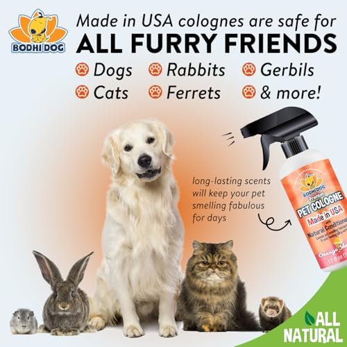 Bodhi Dog Natural Dog Cologne (Orange Sherbert) - Premium Scented Deodorizing Pet Perfume w/Conditioner for Dogs & Cats - Keeps Pets Fresh & Clean - Gentle and Safe Formula, Made in USA (17 Fl Oz)