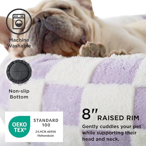 LE SURE Shown on TV Jacquard Donut Dog Beds Medium Sized Dog,Grey 30x30x8in