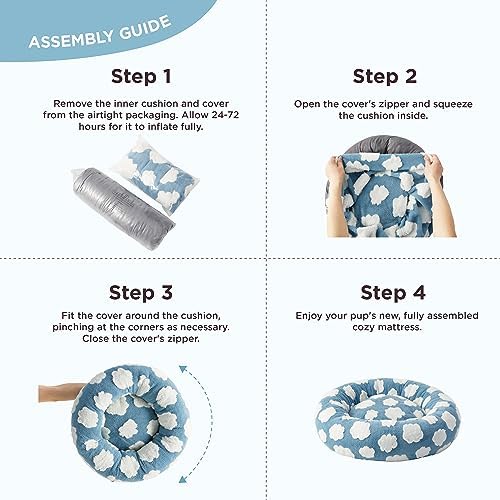 LE SURE Shown on TV Jacquard Donut Cute Small Dog Beds,Blue 27x27x8in