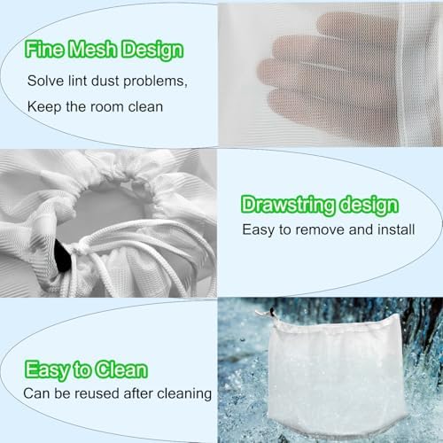 3 Pack Dryer Vent Lint Catcher Bags for Capturing Lint and Dust