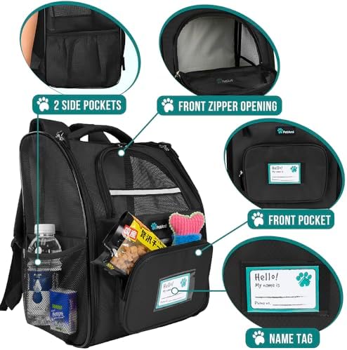 PetAmi Dog Backpack Carrier, Airline Approved, Black