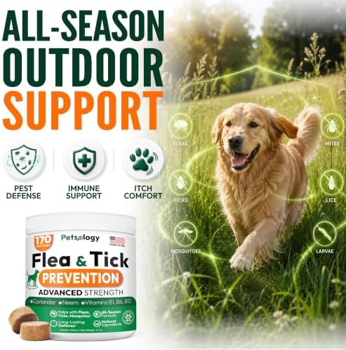 (2 Pack) Flea and Tick Prevention for Dogs Pills - 340 Chews - Made in USA