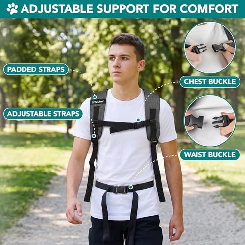 PetAmi Expandable Dog Backpack Carrier, Top Window & Multi-Entry, Up to 18 lbs, Dark Gray