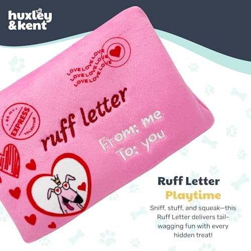 Huxley & Kent Seek 'n Treat Puzzle Dog Toy, Letter | Hidden Treat Pocket, Crinkle & Squeaker; Reinforced Seams & Mesh; Soft, Durable & Machine Washable