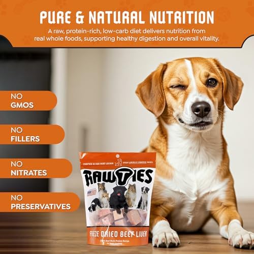 Premium Freeze-Dried Raw Beef Liver for Dogs – 100% USA-Sourced Raw Meat Dog Food – Grain-Free, No Fillers, High Protein Nutrition for Small & Large Breeds, 4 Pack