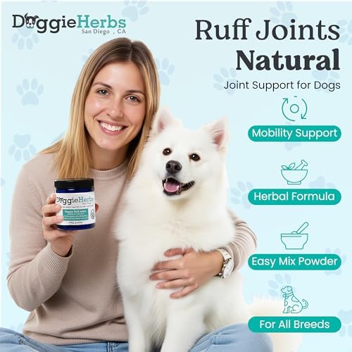 Doggie Herbs Ruff Joints Powder- Advanced Hip & Joint Support for Dogs- Glucosamine, Devil's Claw & Meadowsweet- Mobility & Stiffness Supplement- Pure Active Formula, No Fillers- TCM Doctor Formulated